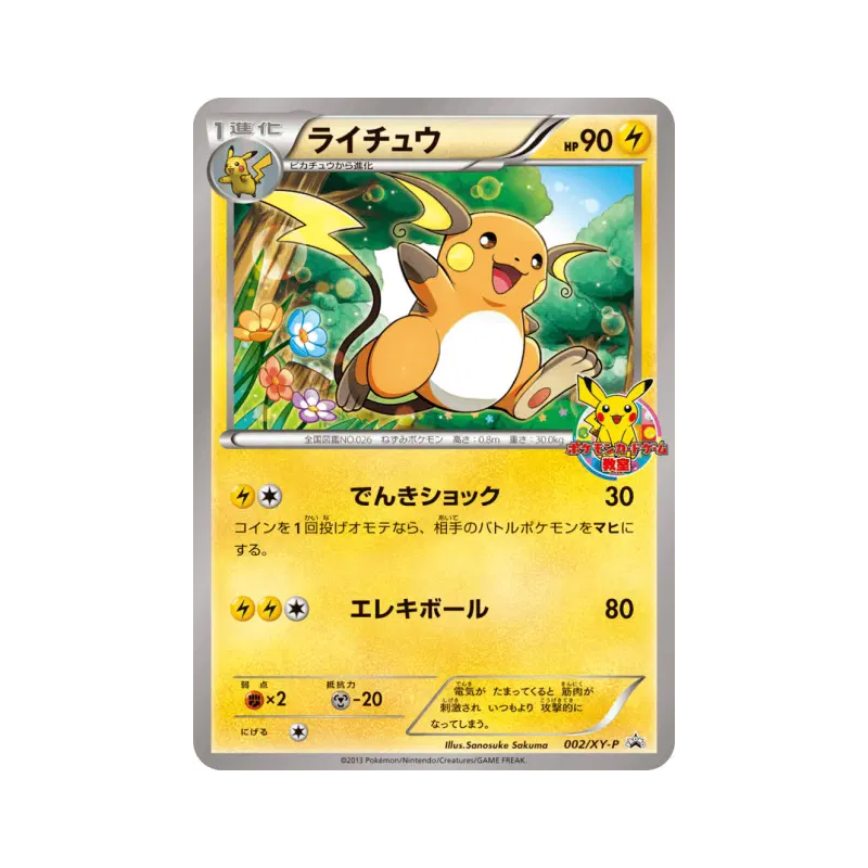Carte Pokémon Japonaise Raichu 002/XY-P XY-P Promotional