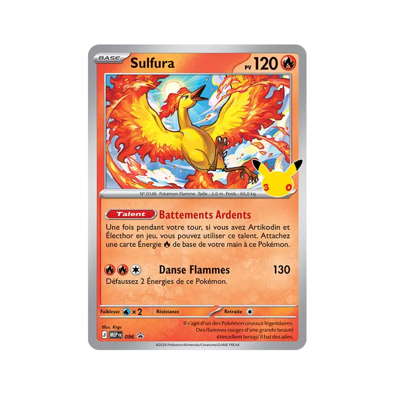 Carte Pokémon Sulfura 96 Promo ME