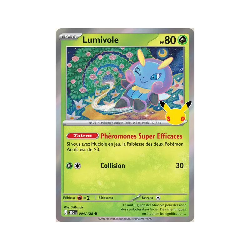 Carte Pokémon Lumivole 004/128 Commune 30ᵉ Anniversaire