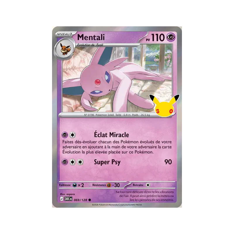 Carte Pokémon Mentali 069/128 Commune 30ᵉ Anniversaire