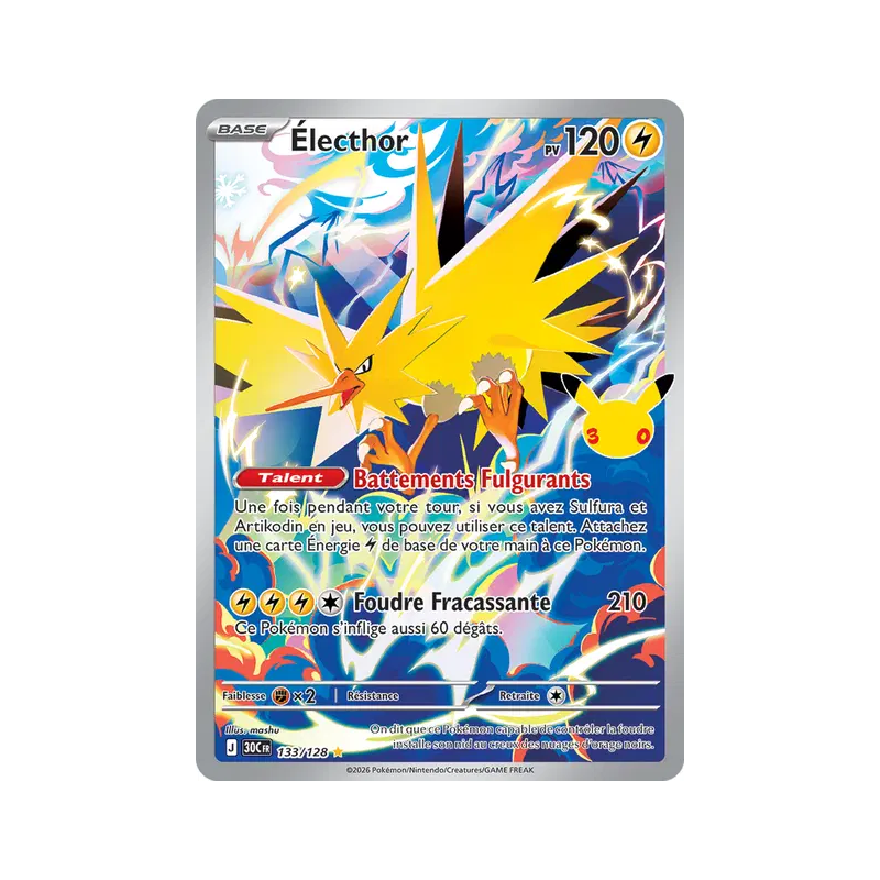 Carte Pokémon Électhor 133/128 Illustration Rare 30ᵉ Anniversaire