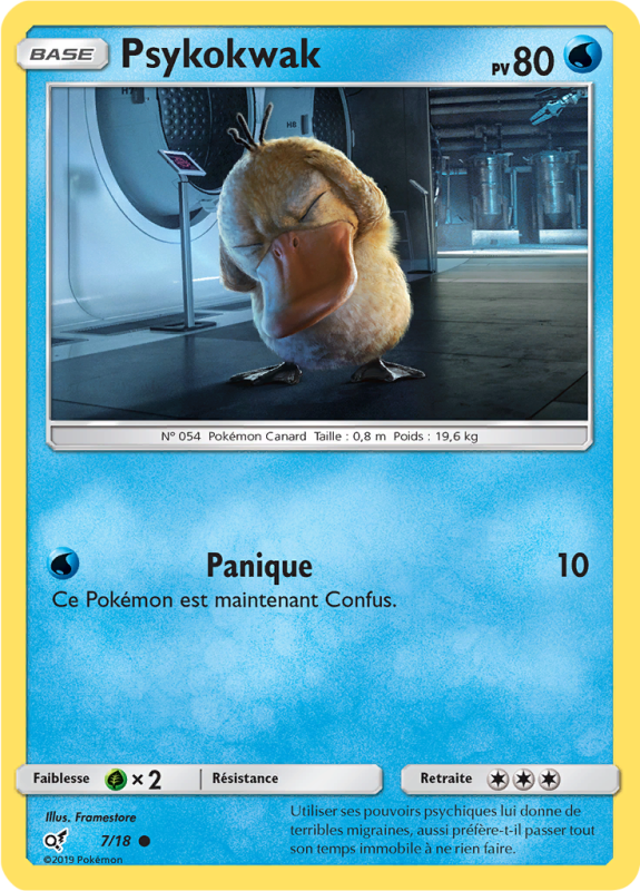 Carte Pokémon Psykokwak 7/18 Commune Détective Pikachu (JCC)