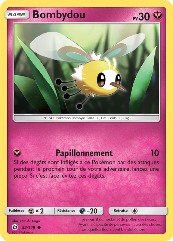 Carte Pokémon Bombydou 92/149 Commune Soleil et Lune (JCC)