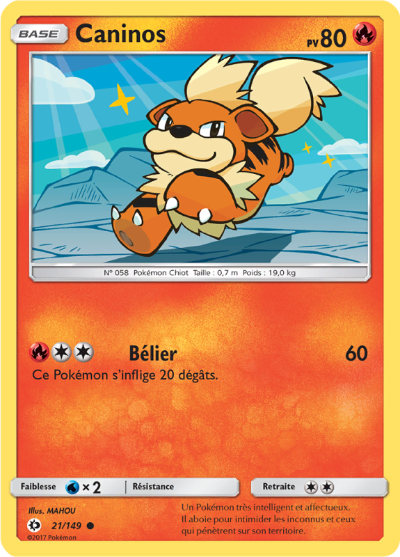 Carte Pokémon Caninos 21/149 Commune Soleil et Lune (JCC)
