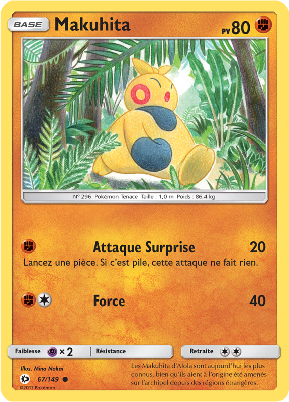 Carte Pokémon Makuhita 67/149 Commune Soleil et Lune (JCC)