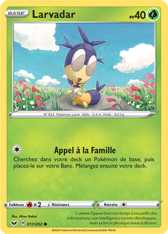 Carte Pokémon Larvadar 017/202 Commune Épée et Bouclier (JCC)
