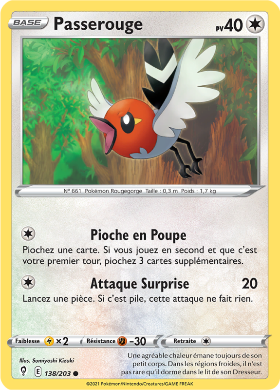 Carte Pokémon Passerouge 138/203 Commune Évolution Céleste