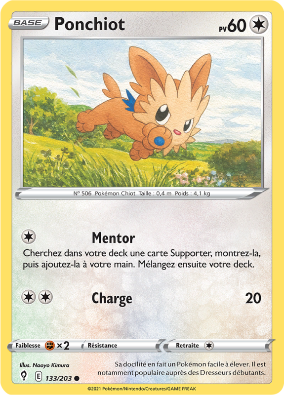 Carte Pokémon Ponchiot 133/203 Commune Évolution Céleste