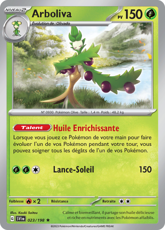 Carte Pokémon Arboliva 023/198 Holographique Écarlate et Violet (JCC)
