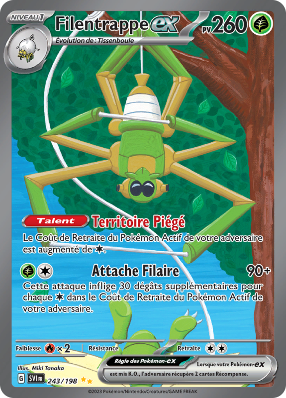 Carte Pokémon Filentrappe-ex 243/198 Alternative Écarlate et Violet (JCC)