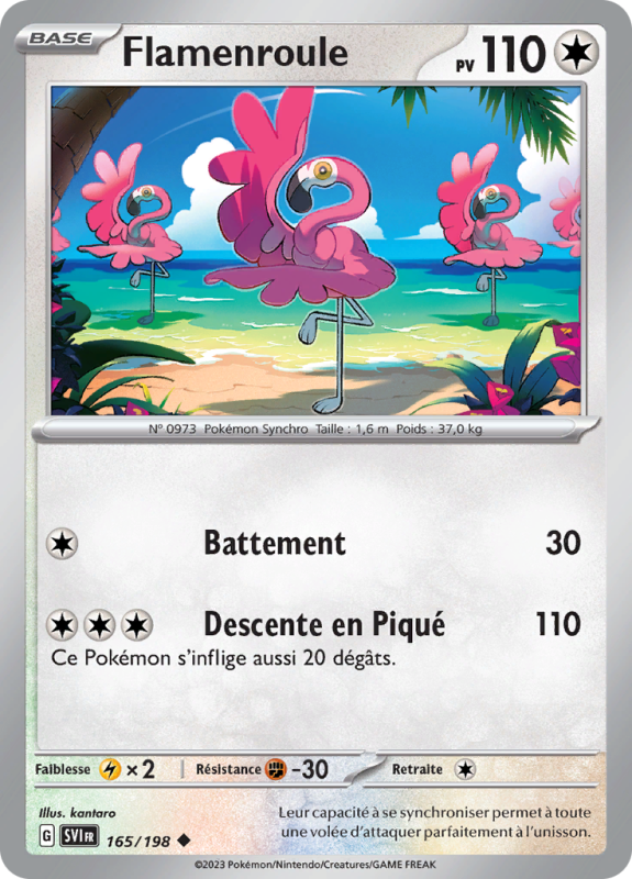 Carte Pokémon Flamenroule 165/198 Peu commune Écarlate et Violet (JCC)