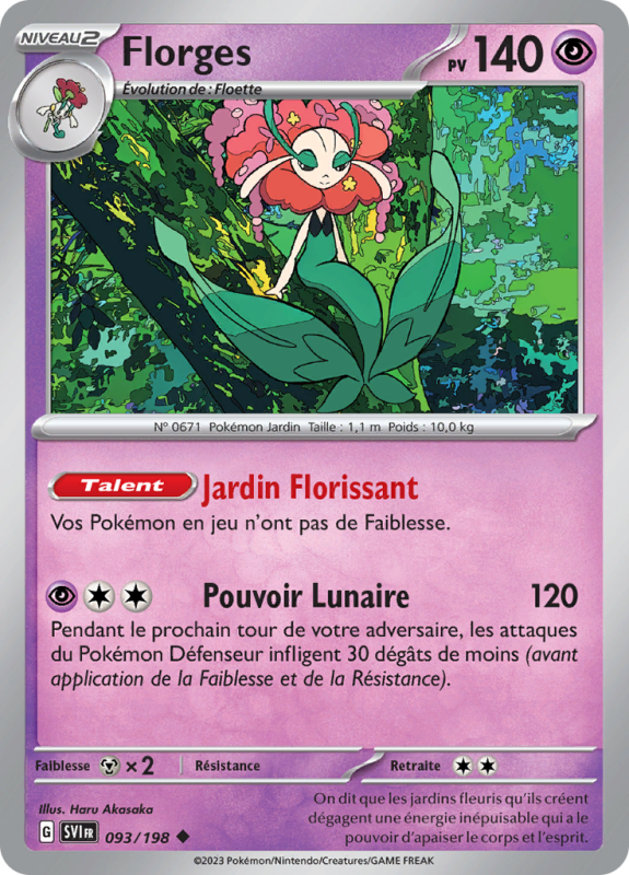 Carte Pokémon Florges 093/198 Peu commune Écarlate et Violet (JCC)