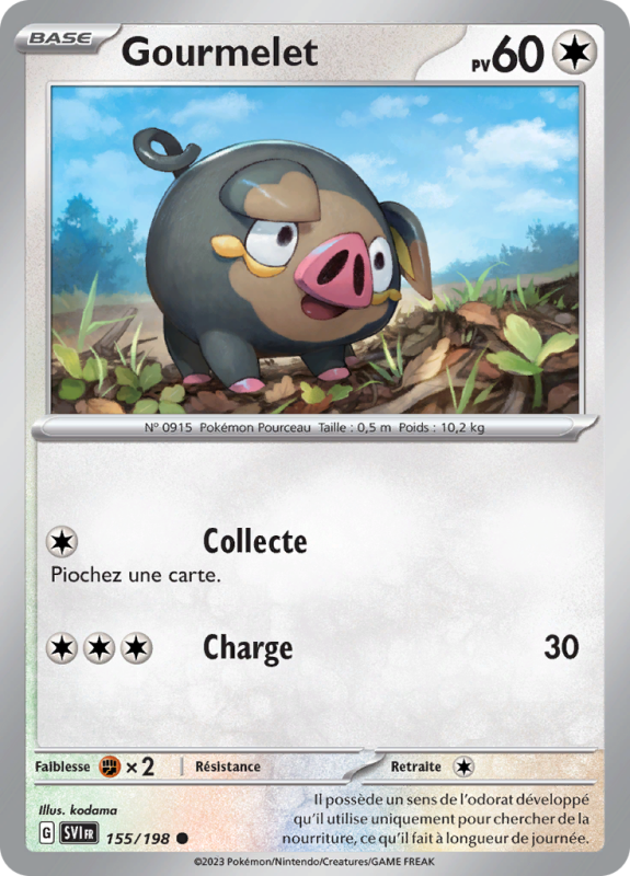 Carte Pokémon Gourmelet 155/198 Commune Écarlate et Violet (JCC)