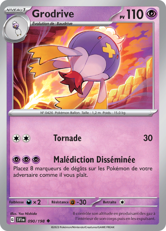 Carte Pokémon Grodrive 090/198 Peu commune Écarlate et Violet (JCC)