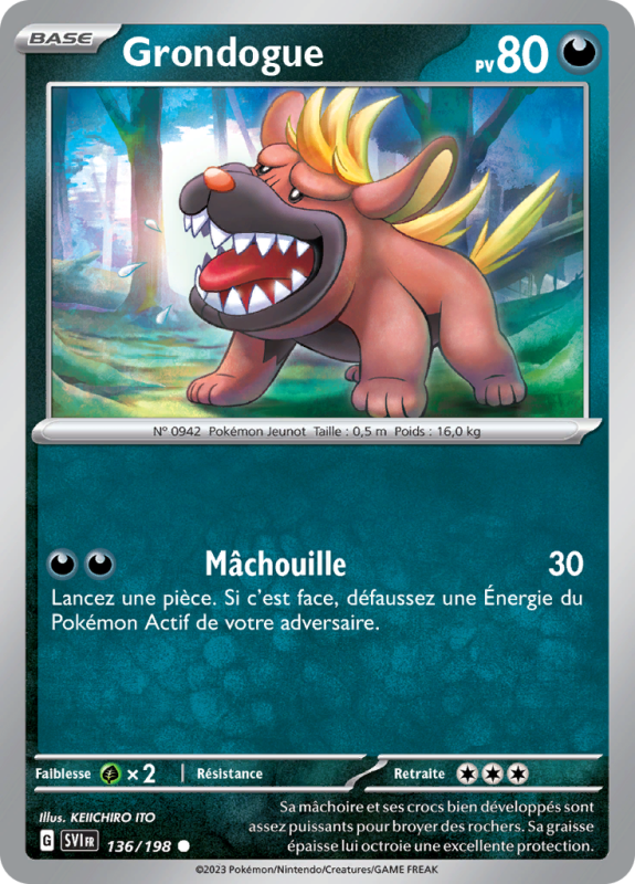 Carte Pokémon Grondogue 136/198 Commune Écarlate et Violet (JCC)