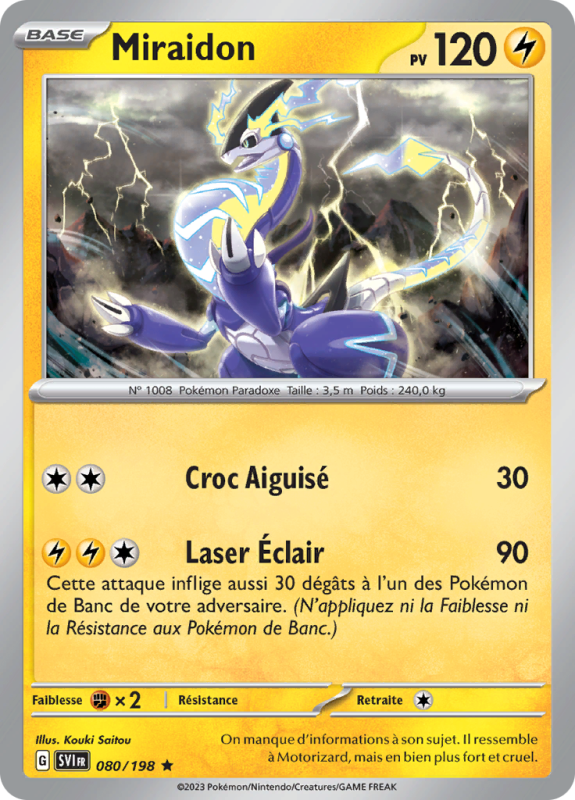 Carte Pokémon Miraidon 080/198 Holographique Écarlate et Violet (JCC)