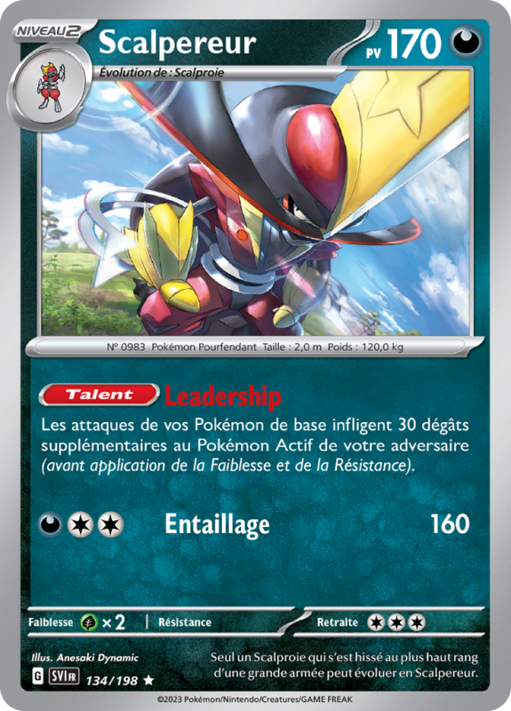 Carte Pokémon Scalpereur 134/198 Holographique Écarlate et Violet (JCC)