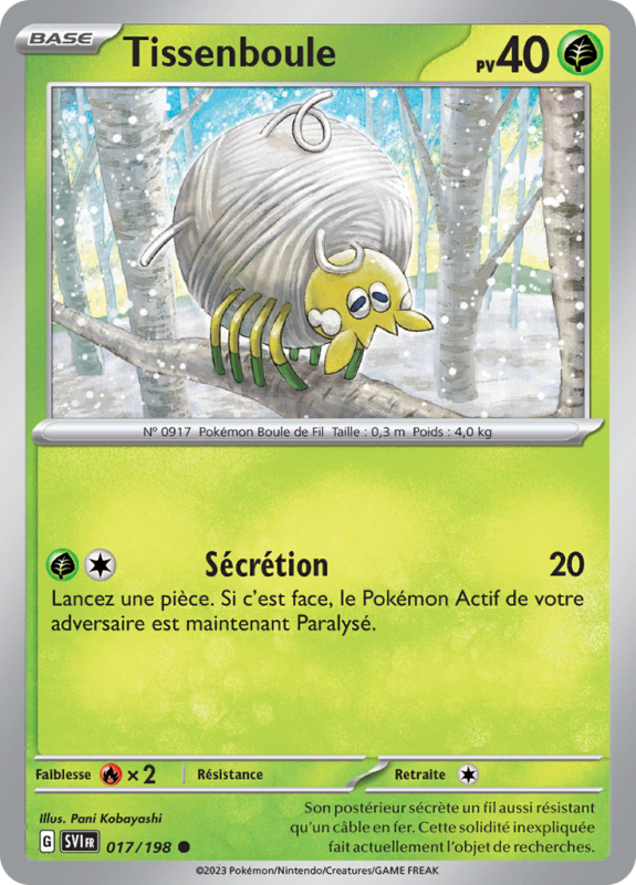 Carte Pokémon Tissenboule 017/198 Commune Écarlate et Violet (JCC)