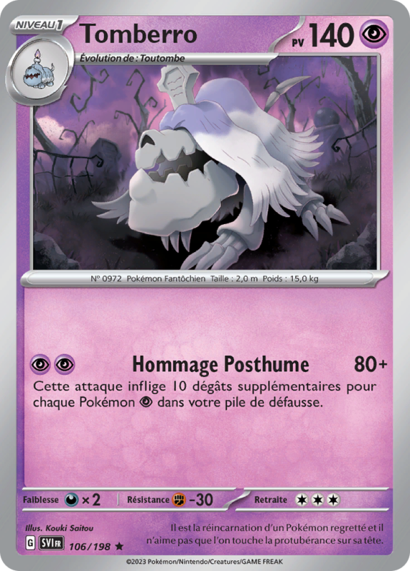 Carte Pokémon Tomberro 106/198 Holographique Écarlate et Violet (JCC)