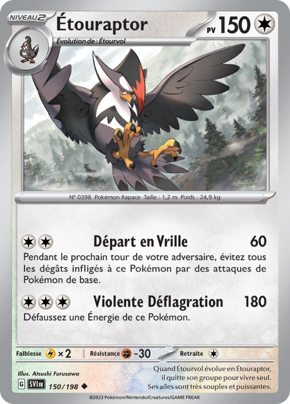 Carte Pokémon Étouraptor 150/198 Peu commune Écarlate et Violet (JCC)