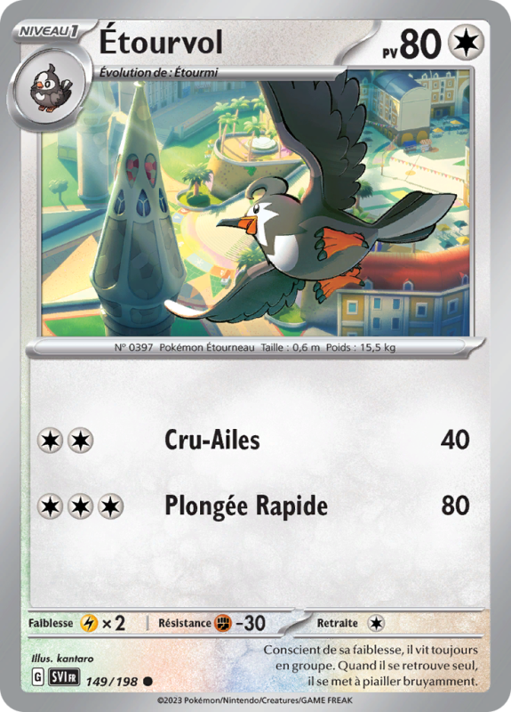 Carte Pokémon Étourvol 149/198 Commune Écarlate et Violet (JCC)