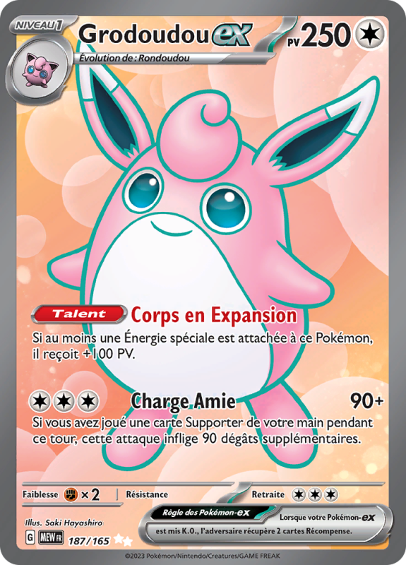 Carte Pokémon Grodoudou-ex 187/165 Ultra Rare 151