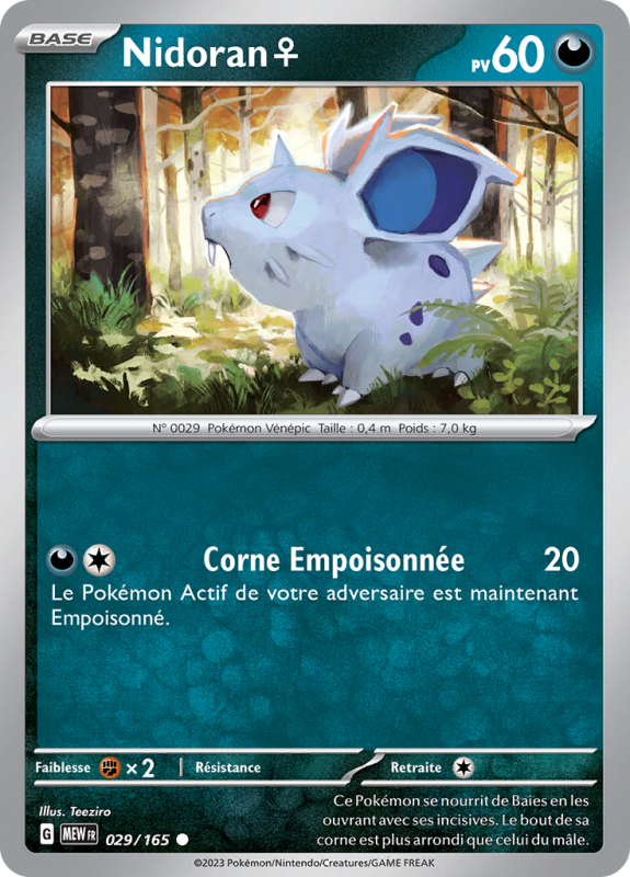 Carte Pokémon Nidoran♀ 029/165 Commune 151