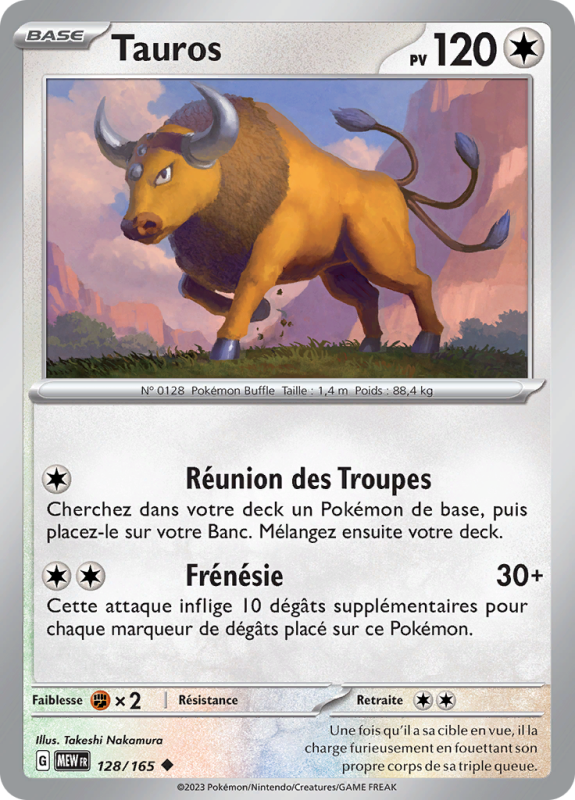 Carte Pokémon Tauros 128/165 Peu commune 151