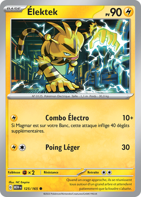 Carte Pokémon Élektek 125/165 Commune 151