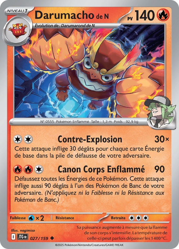 Carte Pokémon Darumacho de N 027/159 Peu commune Aventures Ensemble