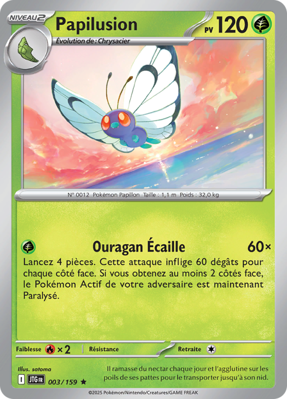 Carte Pokémon Papilusion 003/159 Holographique Aventures Ensemble