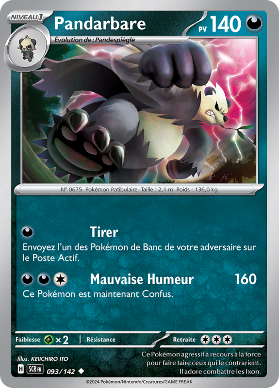 Carte Pokémon Pandarbare 093/142 Peu commune Couronne Stellaire