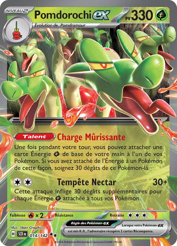 Carte Pokémon Pomdorochi-ex 014/142 Double rare Couronne Stellaire