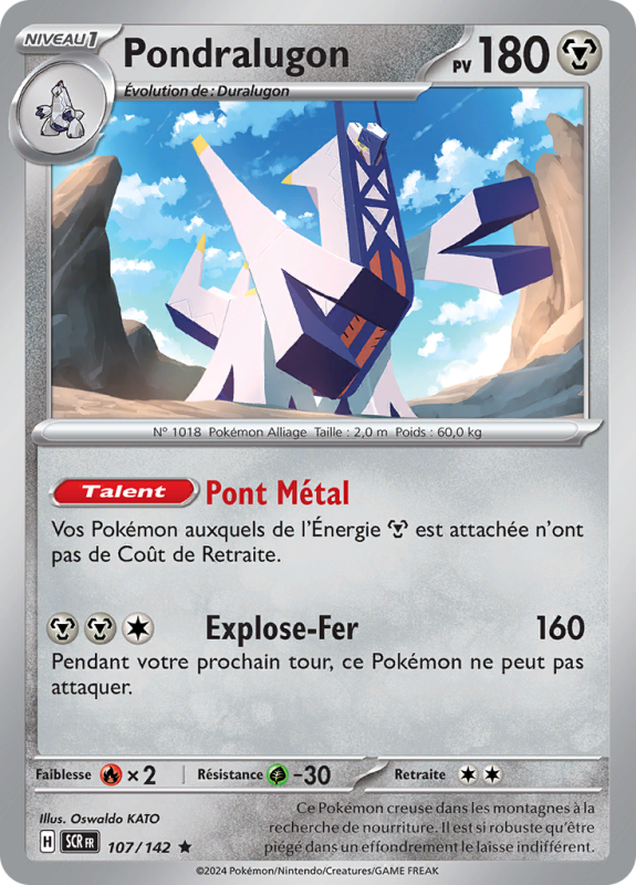 Carte Pokémon Pondralugon 107/142 Holographique Couronne Stellaire