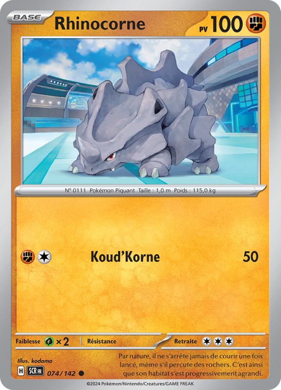 Carte Pokémon Rhinocorne 074/142 Commune Couronne Stellaire