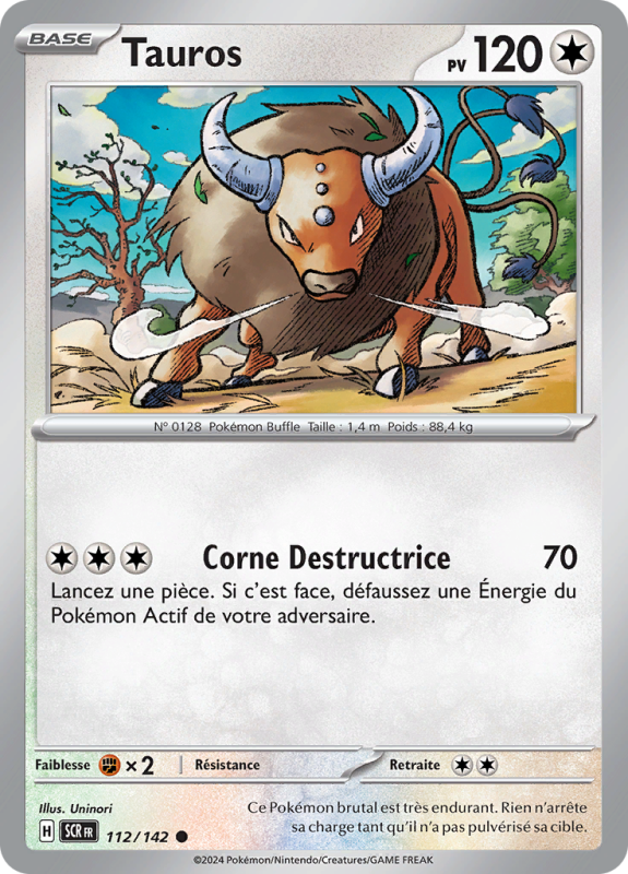 Carte Pokémon Tauros 112/142 Commune Couronne Stellaire