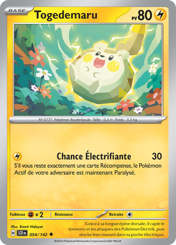 Carte Pokémon Togedemaru 054/142 Peu commune Couronne Stellaire
