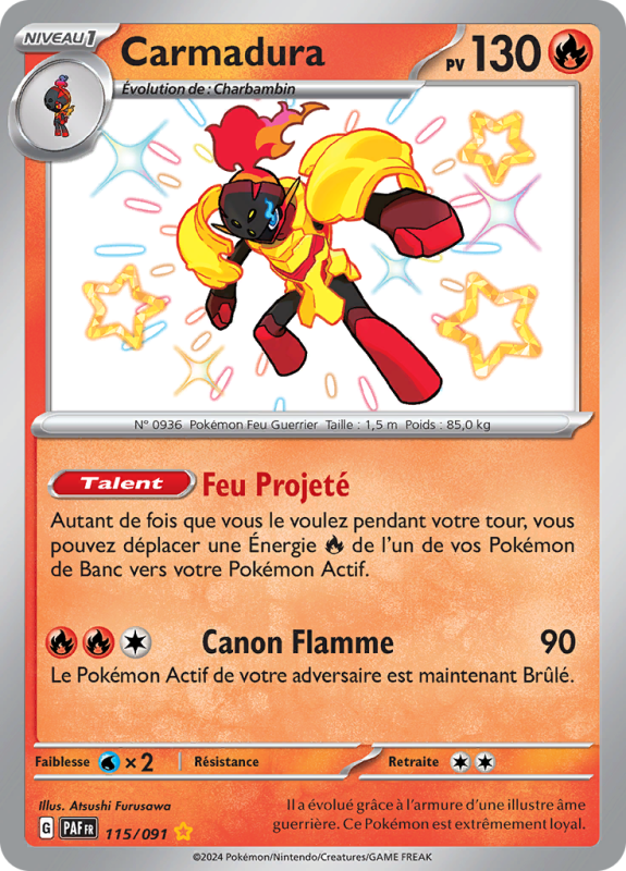 Carte Pokémon Carmadura 115/091 Shiny Destinées de Paldea