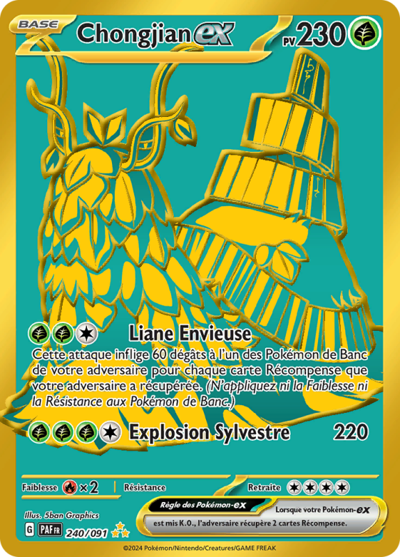 Carte Pokémon Chongjian-ex 240/091 Gold Destinées de Paldea