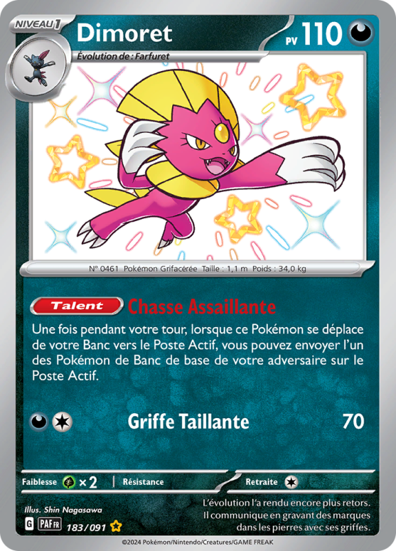 Carte Pokémon Dimoret 183/091 Shiny Destinées de Paldea