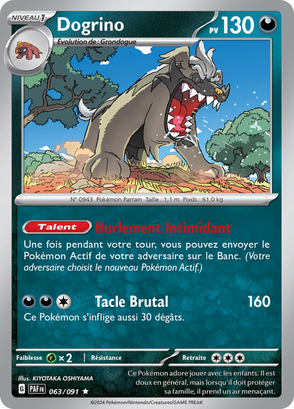 Carte Pokémon Dogrino 063/091 Holographique Destinées de Paldea