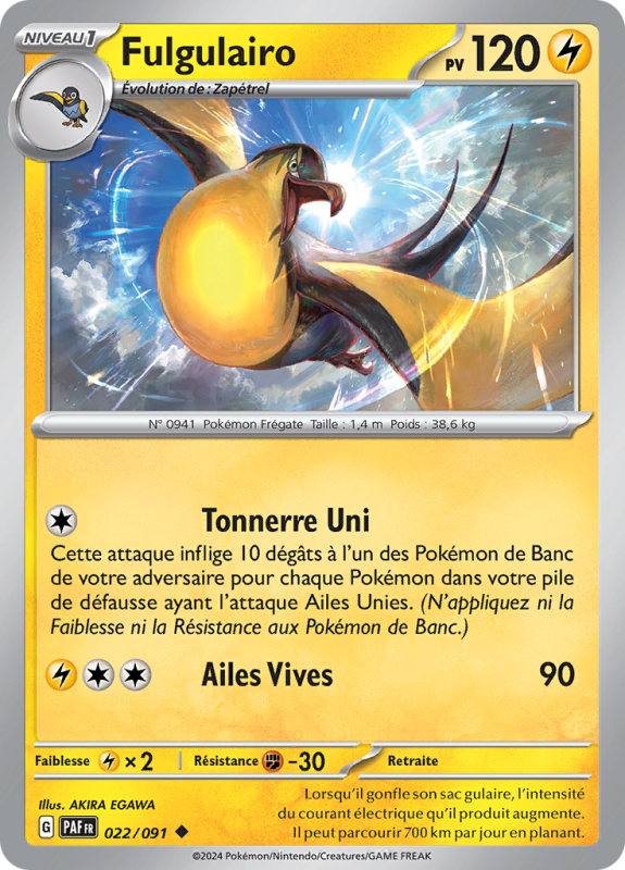 Carte Pokémon Fulgulairo 022/091 Peu commune Destinées de Paldea