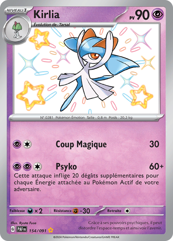 Carte Pokémon Kirlia 154/091 Shiny Destinées de Paldea