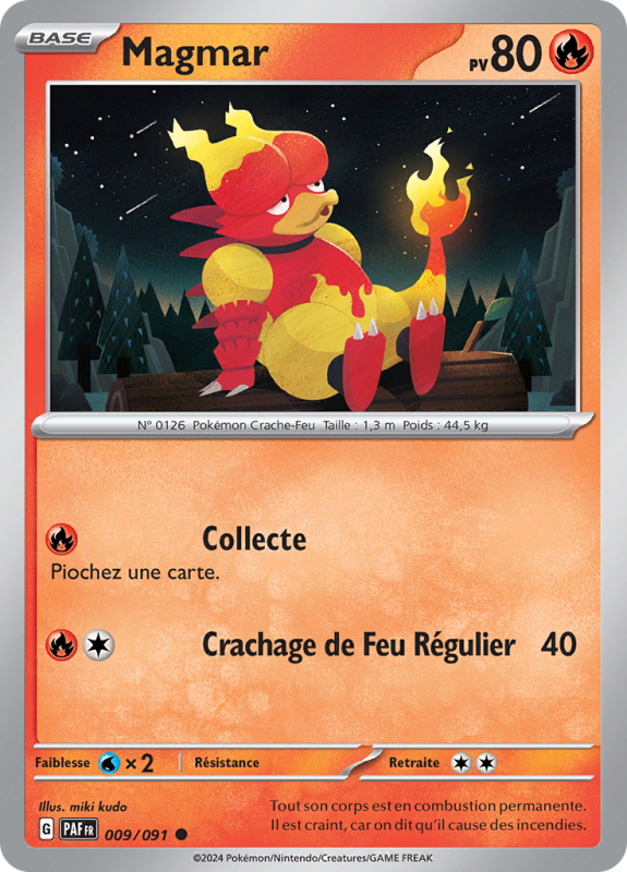 Carte Pokémon Magmar 009/091 Commune Destinées de Paldea