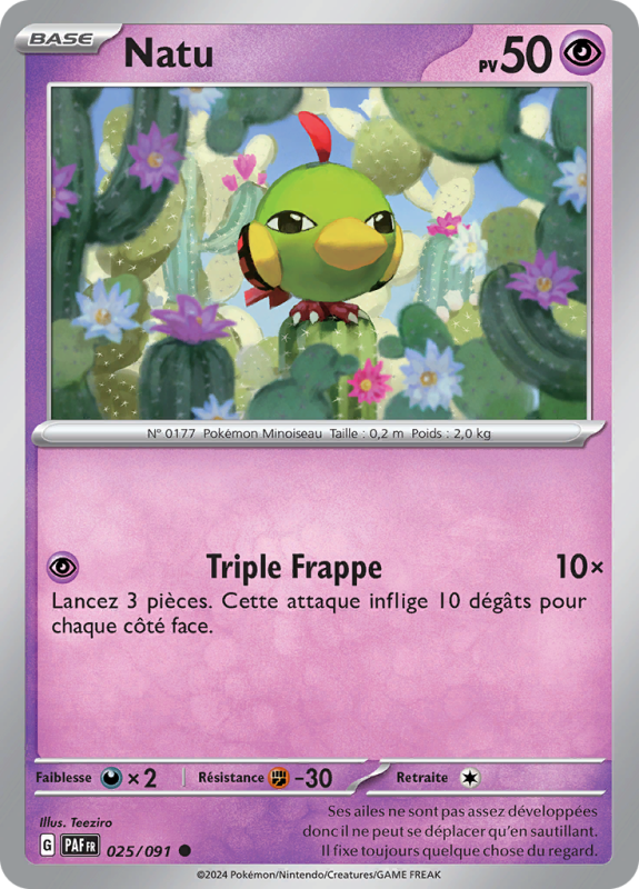 Carte Pokémon Natu 025/091 Commune Destinées de Paldea