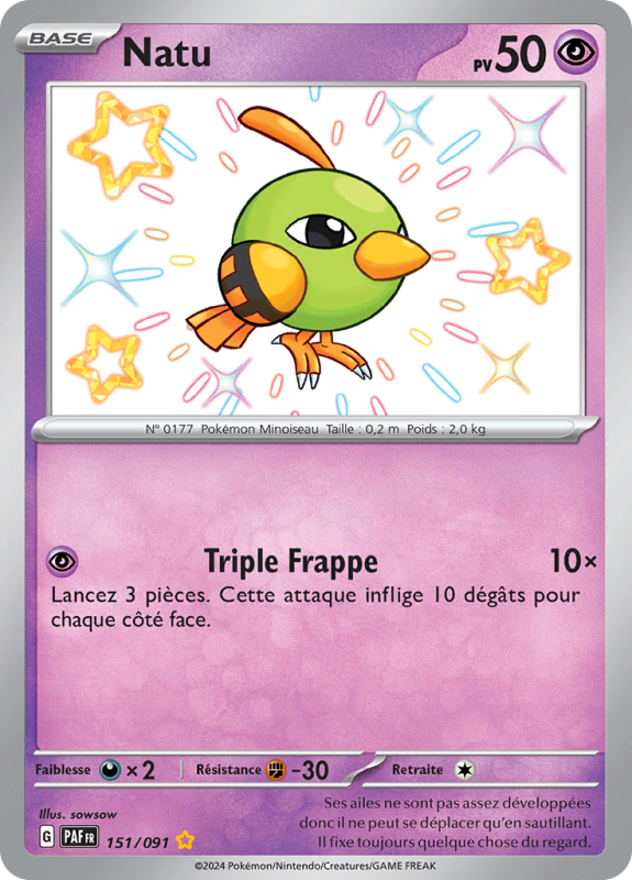 Carte Pokémon Natu 151/091 Shiny Destinées de Paldea