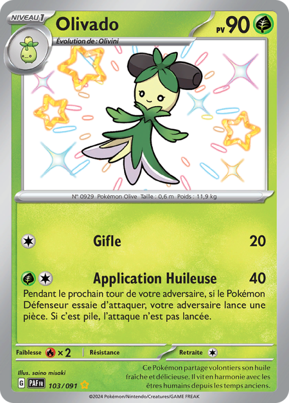 Carte Pokémon Olivado 103/091 Shiny Destinées de Paldea