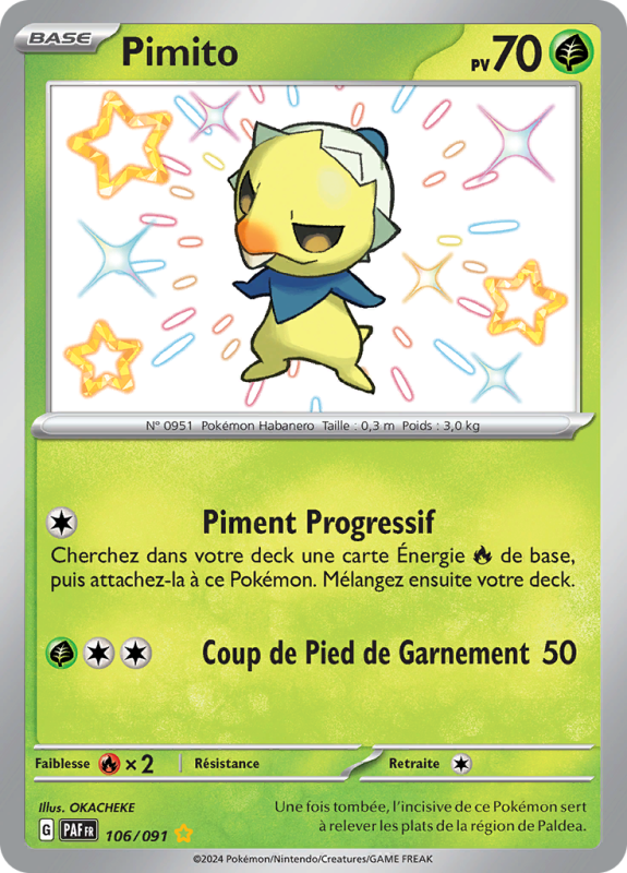 Carte Pokémon Pimito 106/091 Shiny Destinées de Paldea