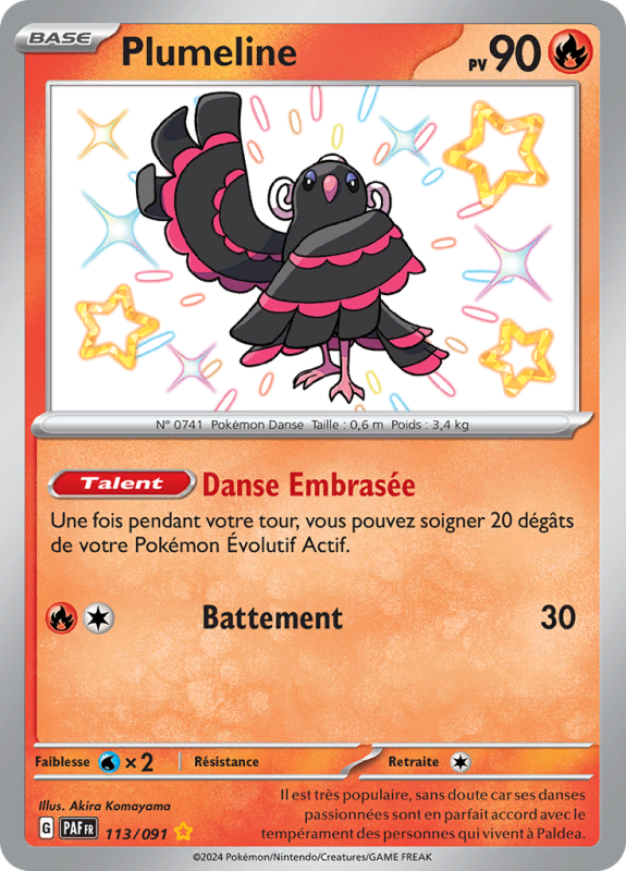 Carte Pokémon Plumeline 113/091 Shiny Destinées de Paldea