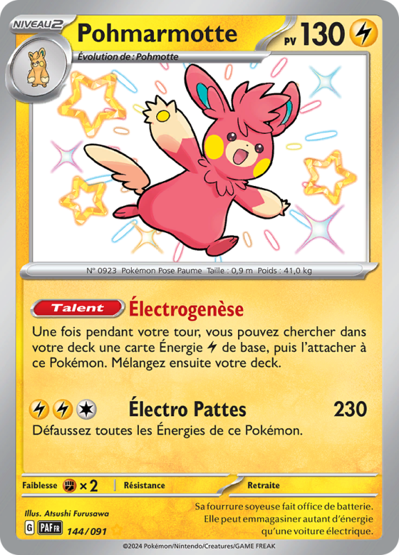 Carte Pokémon Pohmarmotte 144/091 Shiny Destinées de Paldea